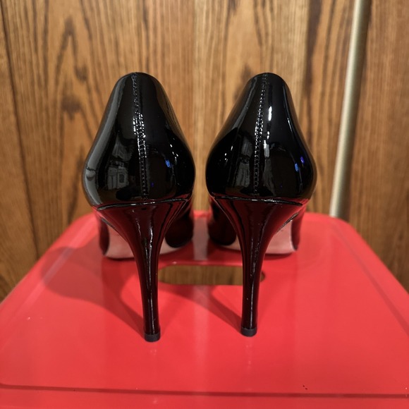 Ann Taylor Patent Leather Black High Heels Size 9 1/2 M Preowned Pumps Round Toe - Picture 5 of 14